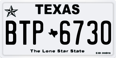 TX license plate BTP6730
