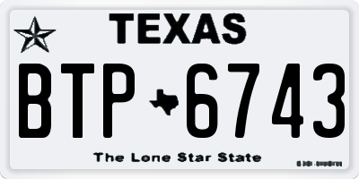 TX license plate BTP6743