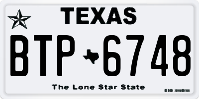TX license plate BTP6748
