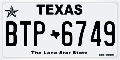 TX license plate BTP6749