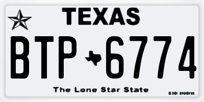 TX license plate BTP6774