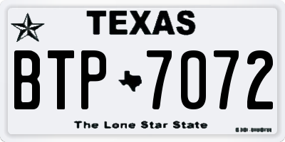 TX license plate BTP7072