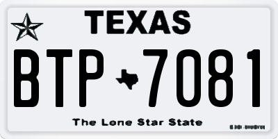 TX license plate BTP7081