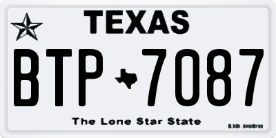 TX license plate BTP7087