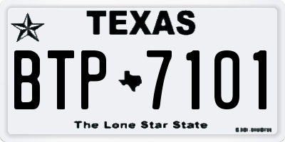 TX license plate BTP7101
