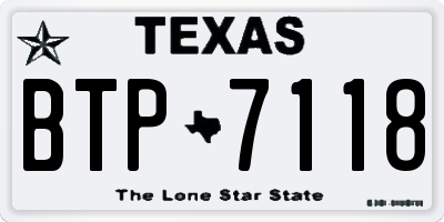 TX license plate BTP7118