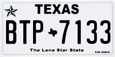 TX license plate BTP7133