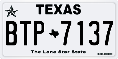 TX license plate BTP7137