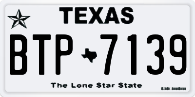 TX license plate BTP7139