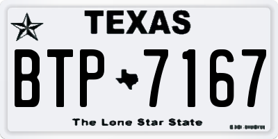 TX license plate BTP7167