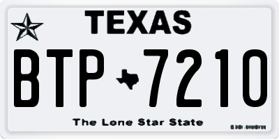 TX license plate BTP7210