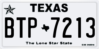 TX license plate BTP7213