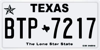 TX license plate BTP7217
