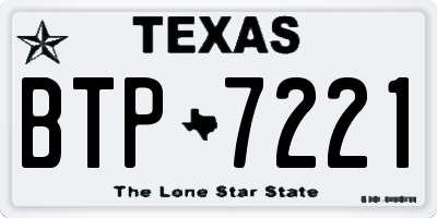 TX license plate BTP7221