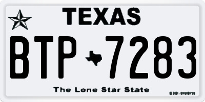 TX license plate BTP7283