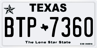 TX license plate BTP7360