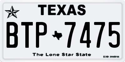 TX license plate BTP7475
