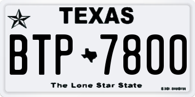 TX license plate BTP7800