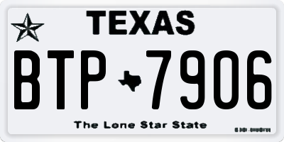 TX license plate BTP7906