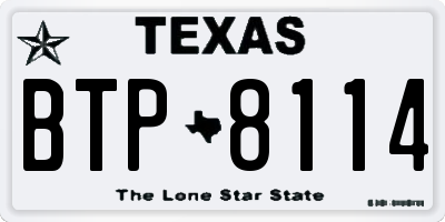 TX license plate BTP8114