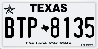 TX license plate BTP8135