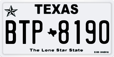 TX license plate BTP8190