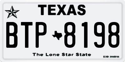 TX license plate BTP8198