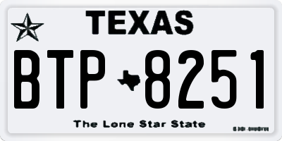 TX license plate BTP8251