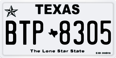 TX license plate BTP8305
