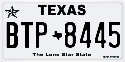 TX license plate BTP8445
