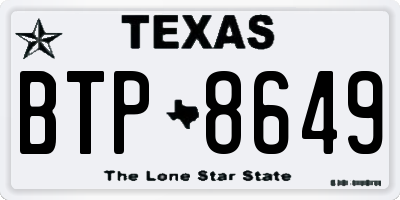 TX license plate BTP8649