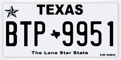 TX license plate BTP9951