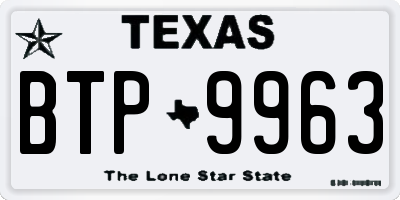TX license plate BTP9963