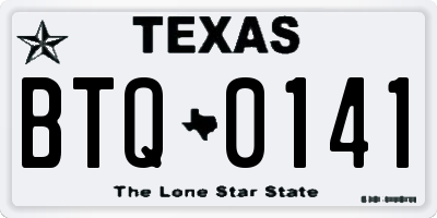 TX license plate BTQ0141