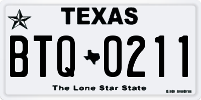 TX license plate BTQ0211