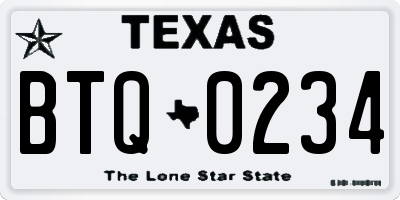TX license plate BTQ0234