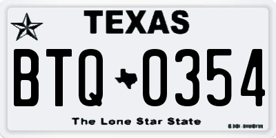 TX license plate BTQ0354