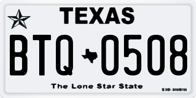 TX license plate BTQ0508