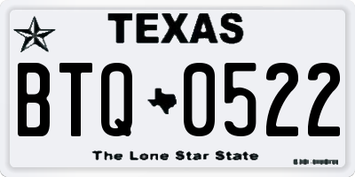 TX license plate BTQ0522