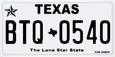 TX license plate BTQ0540
