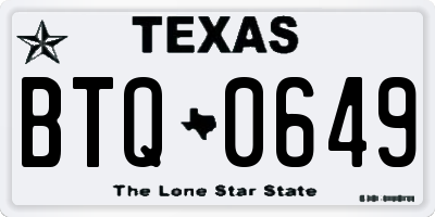 TX license plate BTQ0649