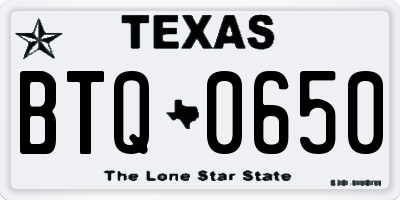 TX license plate BTQ0650