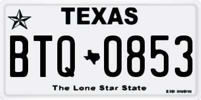 TX license plate BTQ0853