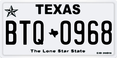 TX license plate BTQ0968