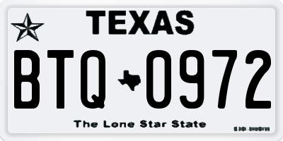 TX license plate BTQ0972