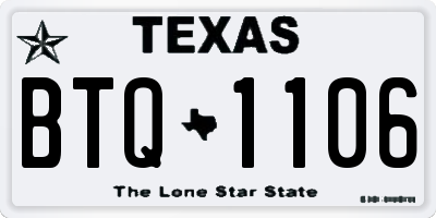 TX license plate BTQ1106