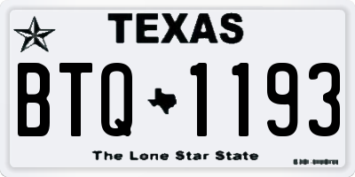 TX license plate BTQ1193