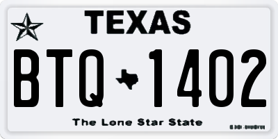 TX license plate BTQ1402