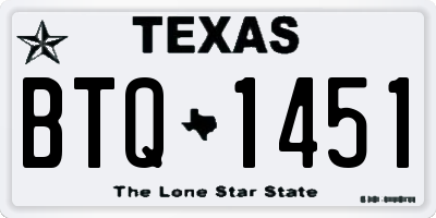 TX license plate BTQ1451