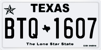 TX license plate BTQ1607